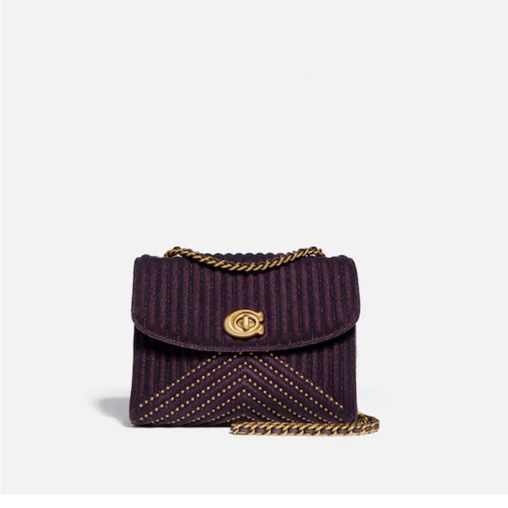 Coach velvet refined calf leather clutch or shoulder evening bag